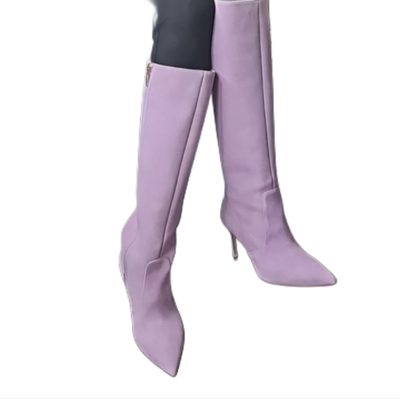 NIB. L'AGENCE Lena Knee High Boot in Lavender Suede - Picture 8 of 15